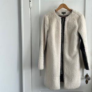 Sherpa Coat with Vegan Leather Accents